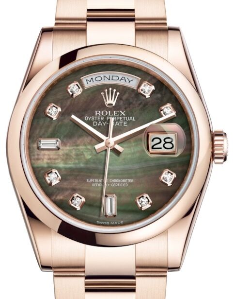 Rolex Day-Date 36 36 mm 118205BMDO Rose Gold Black Mother of Pearl