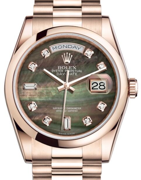 Rolex Day-Date 36 36 mm 118205BMDP Rose Gold Black Mother of Pearl