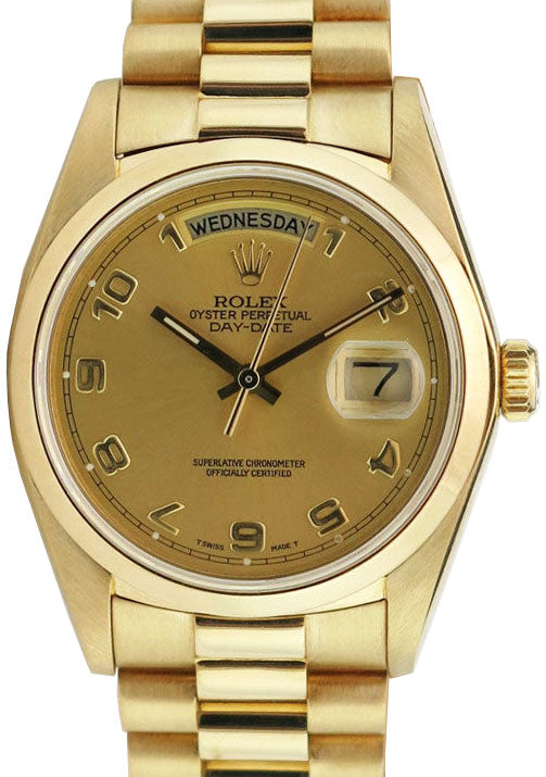 Rolex Day-Date 36 118208-GLDADP Champagne Arabic Yellow Gold President - BRAND NEW