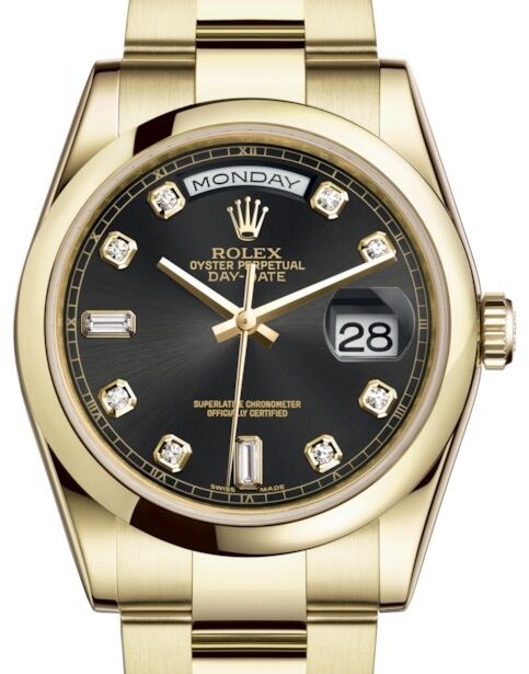 Rolex Day-Date 36 36 mm 118208BDO Yellow Gold Black