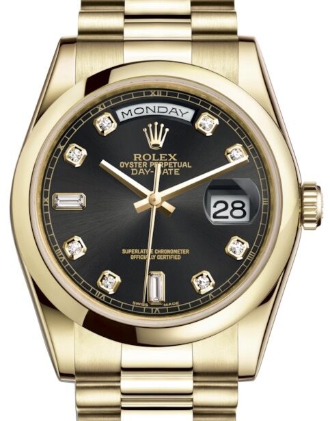 Rolex Day-Date 36 36 mm 118208BDP Yellow Gold Black
