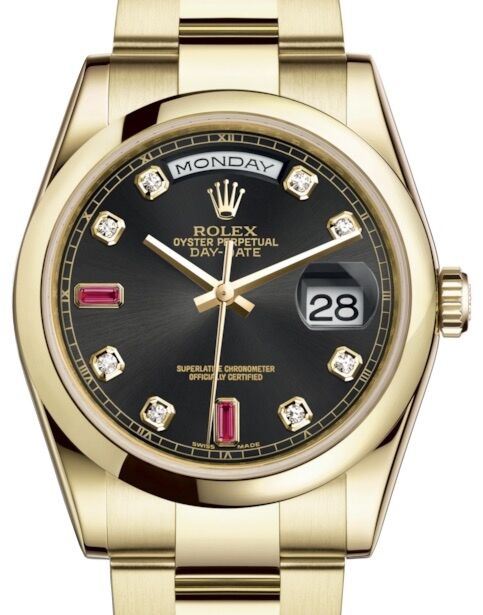 Rolex Day-Date 36 36 mm 118208BDRO Yellow Gold Black