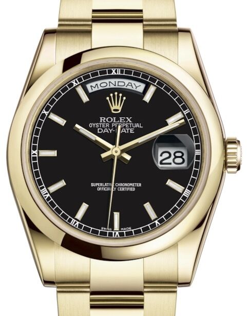 Rolex Day-Date 36 36 mm 118208BSO Yellow Gold Black