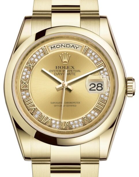 Rolex Day-Date 36 36 mm 118208CDRO Yellow Gold Champagne