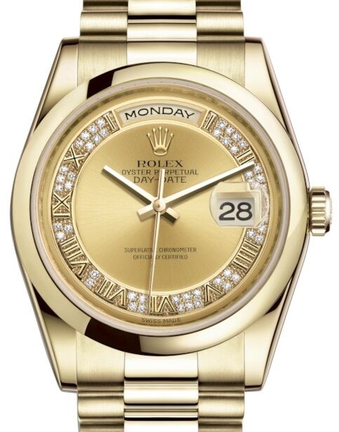 Rolex Day-Date 36 36 mm 118208CDRP Yellow Gold Champagne