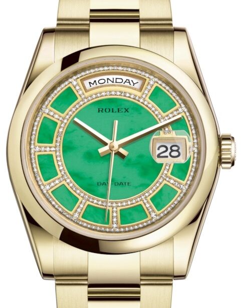 Rolex Day-Date 36 36 mm 118208CGJDO Yellow Gold Green