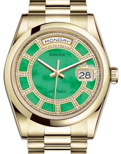 Rolex Day-Date 36 36 mm 118208CGJDP Yellow Gold Green
