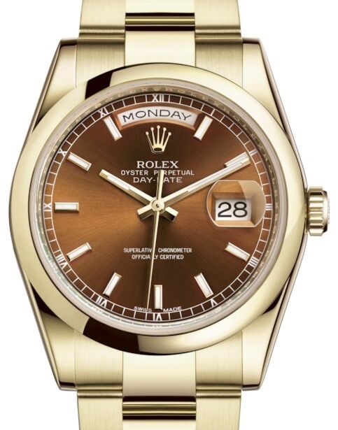 Rolex Day-Date 36 36 mm 118208CGSO Yellow Gold Cognac