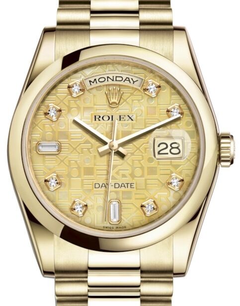 Rolex Day-Date 36 36 mm 118208CMJDP Yellow Gold Champagne