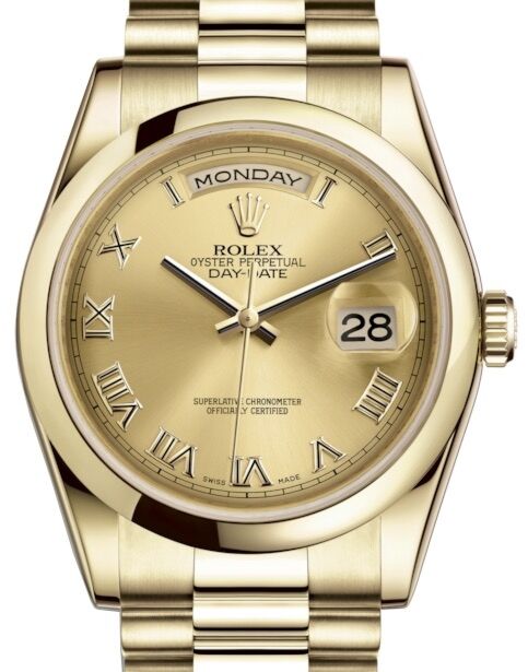 Rolex Day-Date 36 36 mm 118208CRP Yellow Gold Champagne