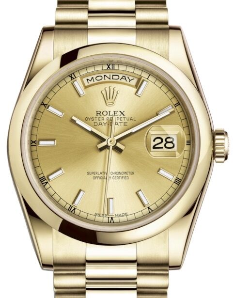 Rolex Day-Date 36 36 mm 118208CSP Yellow Gold Champagne