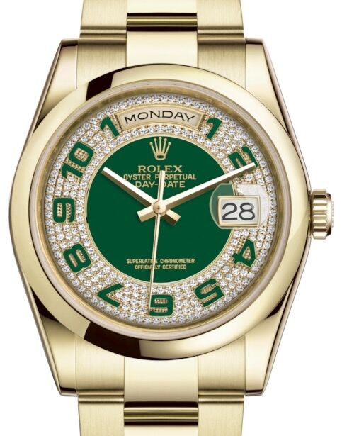 Rolex Day-Date 36 36 mm 118208GDPAO Yellow Gold Diamond Pave