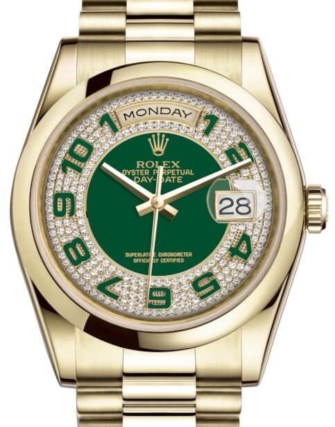 Rolex Day-Date 36 36 mm 118208GDPAP Yellow Gold Diamond Pave