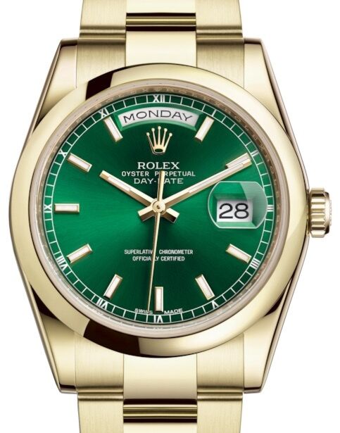 Rolex Day-Date 36 36 mm 118208GSO Yellow Gold Green