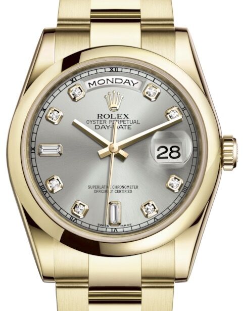 Rolex Day-Date 36 36 mm 118208SDO Yellow Gold Silver