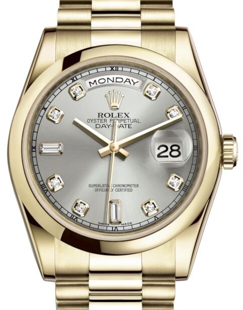 Rolex Day-Date 36 36 mm 118208SDP Yellow Gold Silver
