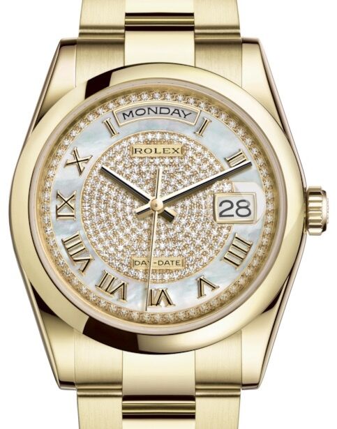 Rolex Day-Date 36 36 mm 118208WDPRO Yellow Gold White Mother of Pearl
