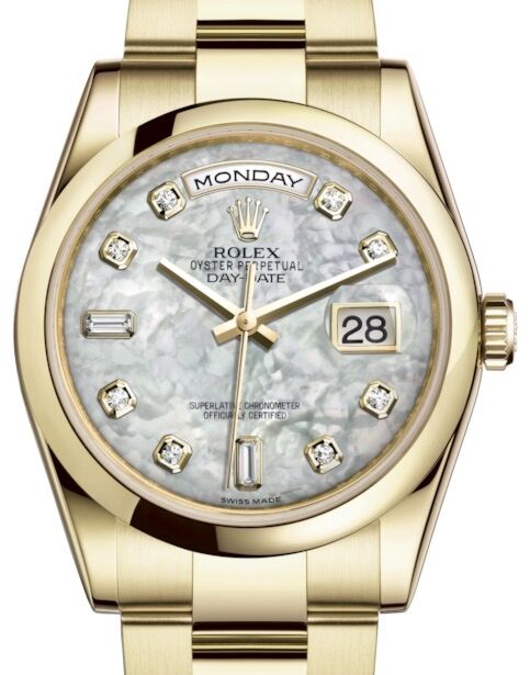 Rolex Day-Date 36 36 mm 118208WMDO Yellow Gold White Mother of Pearl