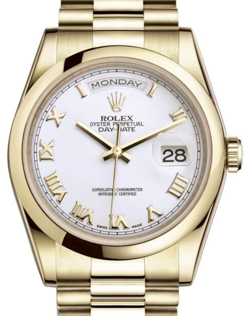 Rolex Day-Date 36 36 mm 118208WRP Yellow Gold White