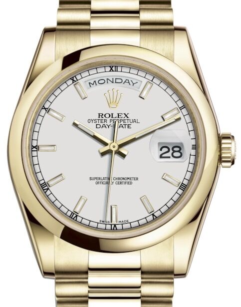 Rolex Day-Date 36 36 mm 118208WSP Yellow Gold White