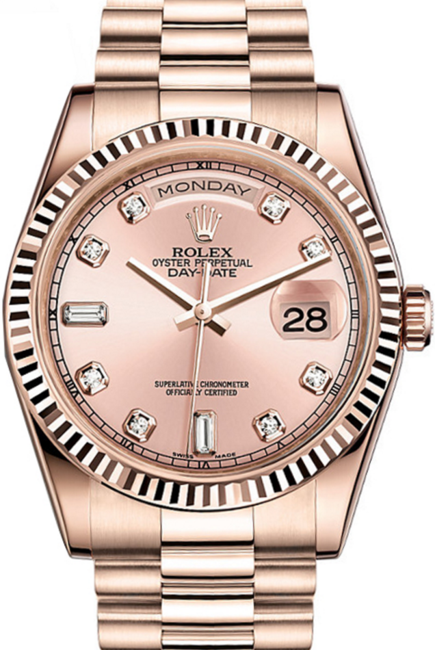 Rolex Day-Date 36 36 mm 118235-GLDDFP Rose Gold Black/Golden