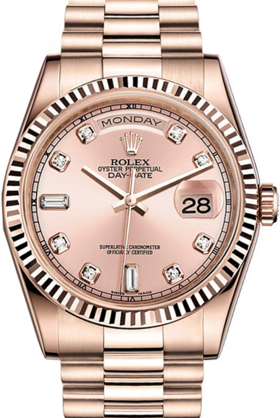 Rolex Day-Date 36 36 mm 118235-GLDDFP Rose Gold Black/Golden