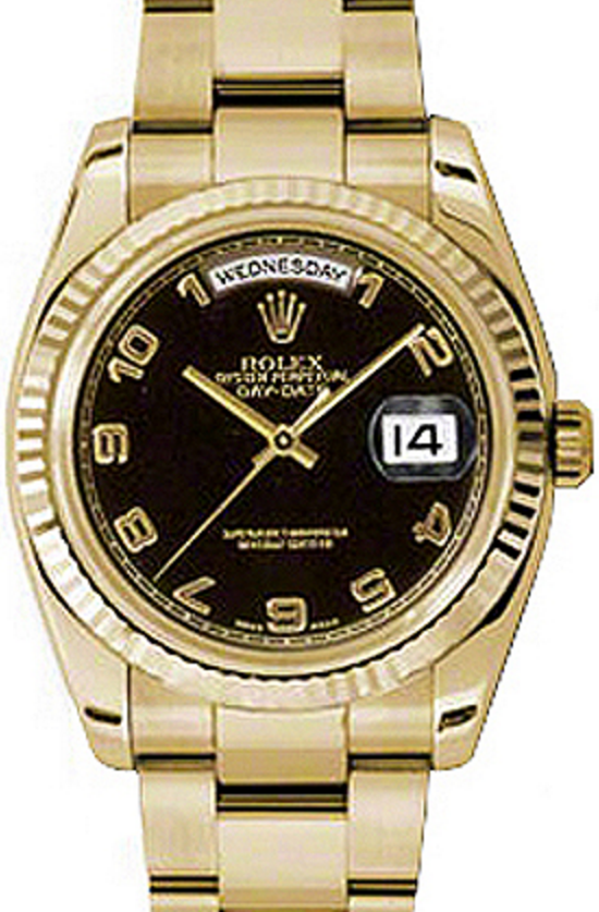 Rolex Day-Date 36 36 mm 118238-BLKAFO Yellow Gold Black