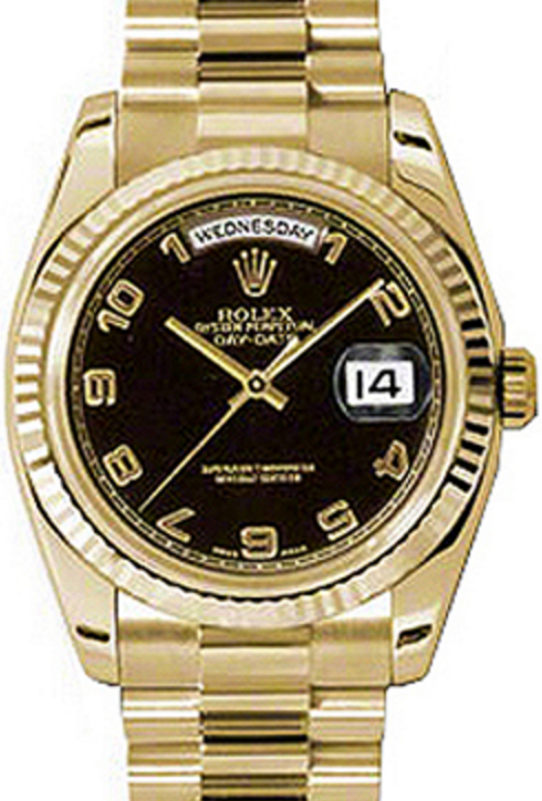 Rolex Day-Date 36 36 mm 118238-BLKAFP Yellow Gold Black