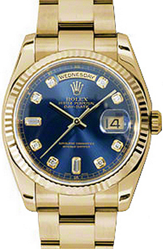 Rolex Day-Date 36 36 mm 118238-BLUDFO Yellow Gold Blue