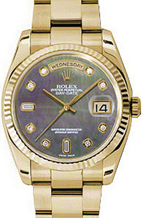 Rolex Day-Date 36 36 mm 118238-DMOPDFO Yellow Gold Black Mother of Pearl