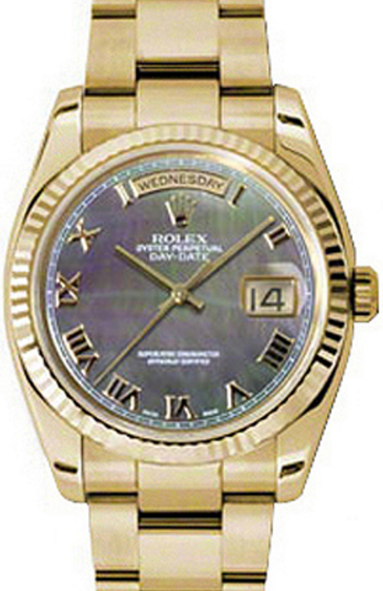 Rolex Day-Date 36 36 mm 118238-DMOPRFO Yellow Gold Black Mother of Pearl