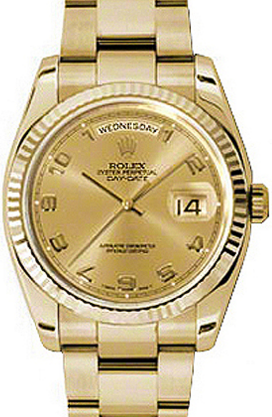 Rolex Day-Date 36 36 mm 118238-GLDAFO Yellow Gold Champagne