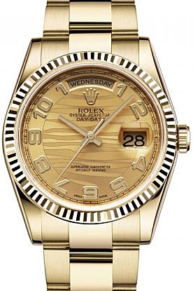 Rolex Day-Date 36 36 mm 118238-GLWAFO Yellow Gold Champagne