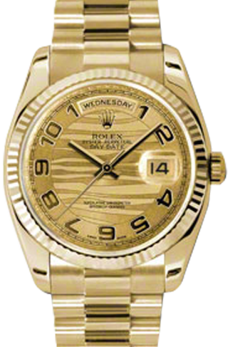 Rolex Day-Date 36 36 mm 118238-GLWAFP Yellow Gold Champagne