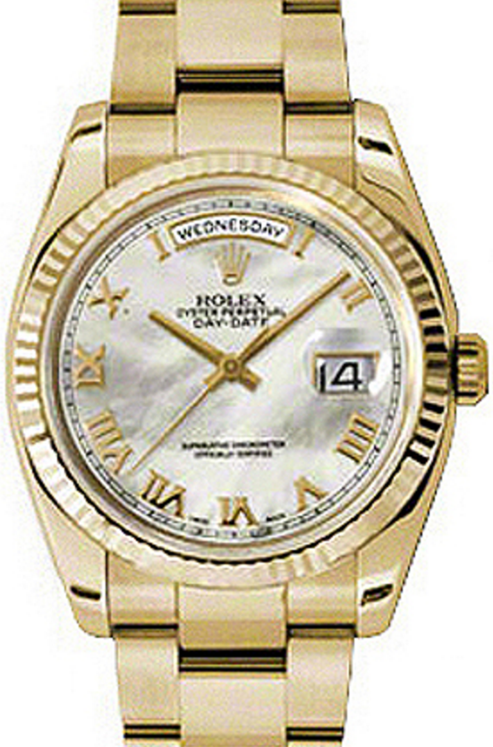 Rolex Day-Date 36 36 mm 118238-MOPRFO Yellow Gold White Mother of Pearl