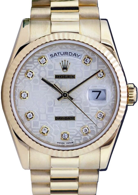 Rolex Day-Date 36 36 mm 118238-SVJDFP Yellow Gold Silver