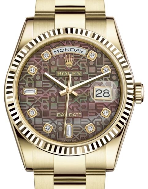 Rolex Day-Date 36 36 mm 118238BMJDO Yellow Gold Black Mother of Pearl