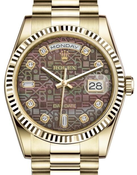 Rolex Day-Date 36 36 mm 118238BMJDP Yellow Gold Black Mother of Pearl