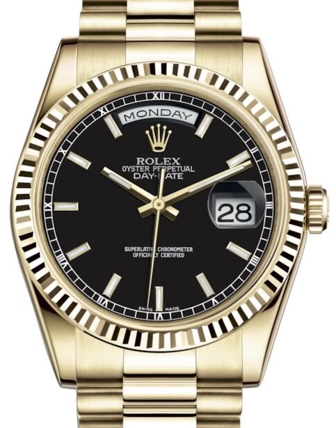 Rolex Day-Date 36 36 mm 118238BSP Yellow Gold Black