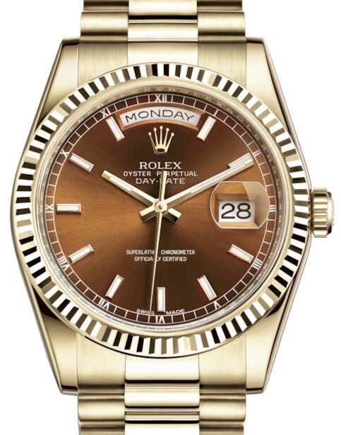 Rolex Day-Date 36 36 mm 118238CGSP Yellow Gold Cognac