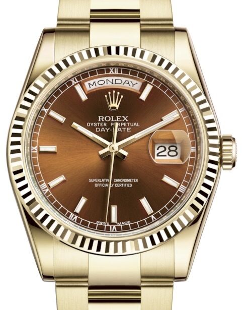 Rolex Day-Date 36 36 mm 118238CSO Yellow Gold Cognac