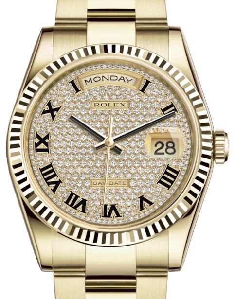 Rolex Day-Date 36 36 mm 118238DPRO Yellow Gold Diamond Pave