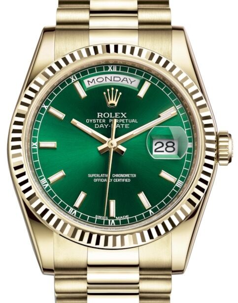Rolex Day-Date 36 36 mm 118238GSP Yellow Gold Green
