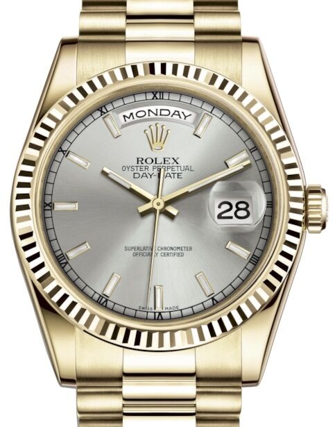 Rolex Day-Date President 36 mm 118238SSP1 Yellow Gold Silver