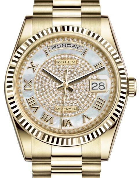 Rolex Day-Date 36 36 mm 118238WMDPRP Yellow Gold White Mother of Pearl
