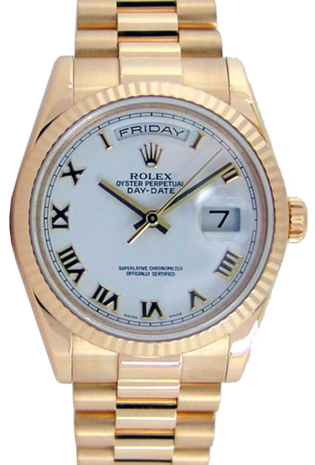 Rolex Day-Date President 36 mm 118238WRP3 Yellow Gold White