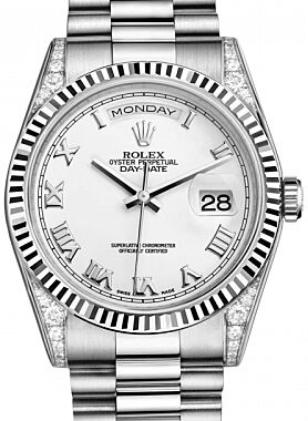 Rolex Day-Date 36 36 mm 118339-WHTRFP White Gold/Diamonds White