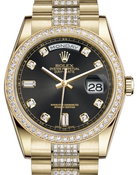 Rolex Day-Date 36 36 mm 118348BDDP Yellow Gold/Diamonds Black