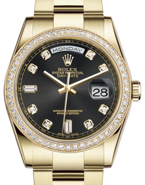 Rolex Day-Date 36 36 mm 118348BDO Yellow Gold/Diamonds Black