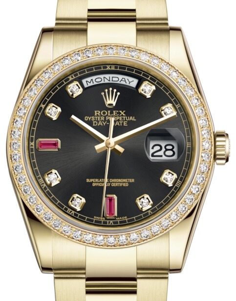 Rolex Day-Date 36 36 mm 118348BDRO Yellow Gold/Diamonds Black